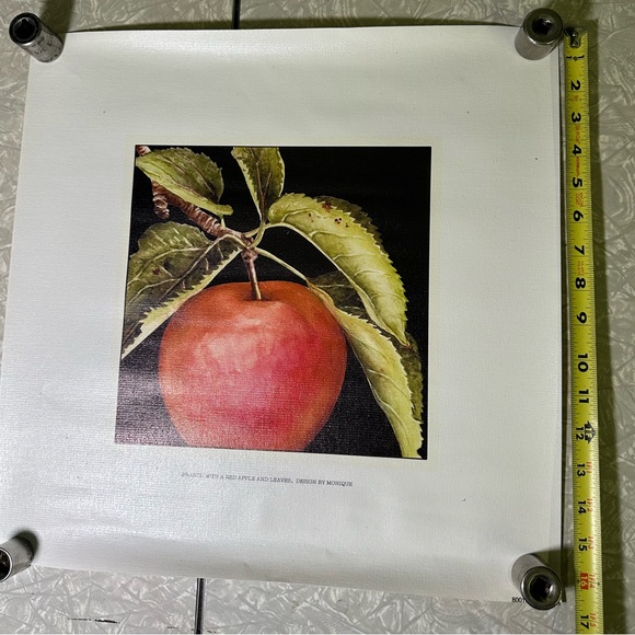 Printed art on loose unstretched Canvas Red Apple Vintage Style Craft - Picture 2 of 5
